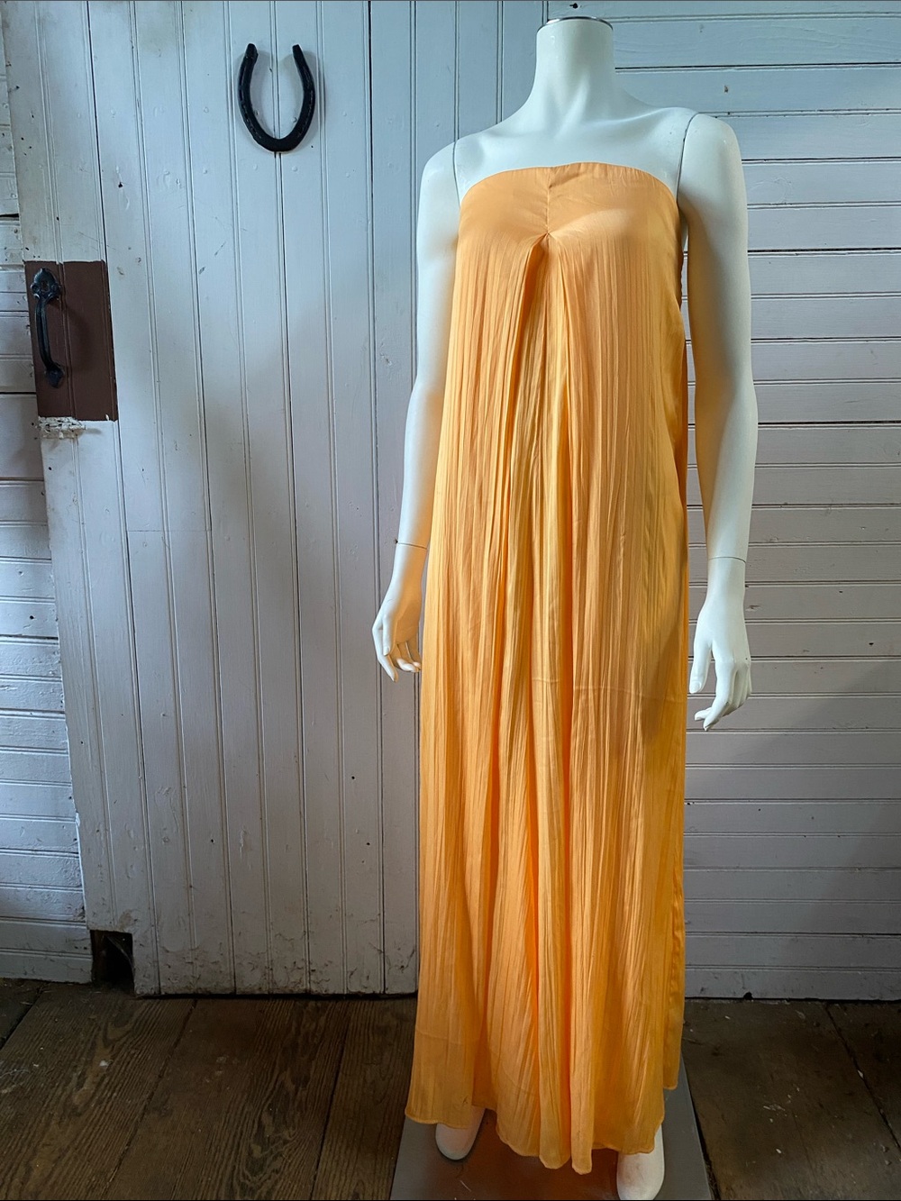 Free People Pleated Strapless Jumpsuit with Wide-Leg in Peachy Orange
